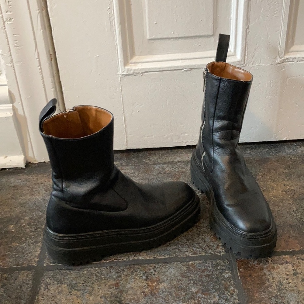 Zara leather combat boots
